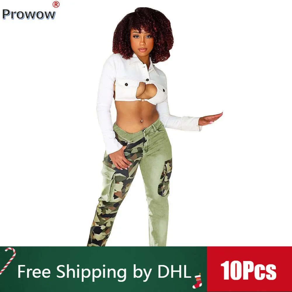 

10Pcs Bulk Camouflage Contrast Straight Jeans Women Summer 2023 Y2k Casual Pocket Joggers Pants Streetwear Clothes Wholesale9707