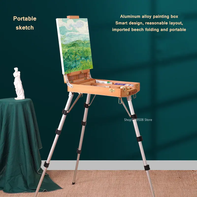 Portable Oil Painting Case Wooden Portable Sketching Case Aluminium Legged Art Tool Box Outbox Folding Liftable Easel
Portable Oil Painting Case Wooden Portable Sketching Case Aluminium Legged Art Tool Box Outbox Folding Liftable Easel