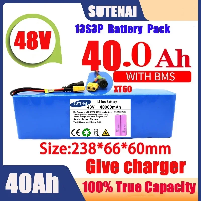 Powerful 48V 120000mAh 1000w 13S3P XT60 120Ah Li-ion Battery for 54.6V Scooter Electric Bike with BMS Charger
Powerful 48V 120000mAh 1000w 13S3P XT60 120Ah Li-ion Battery for 54.6V Scooter Electric Bike with BMS Charger