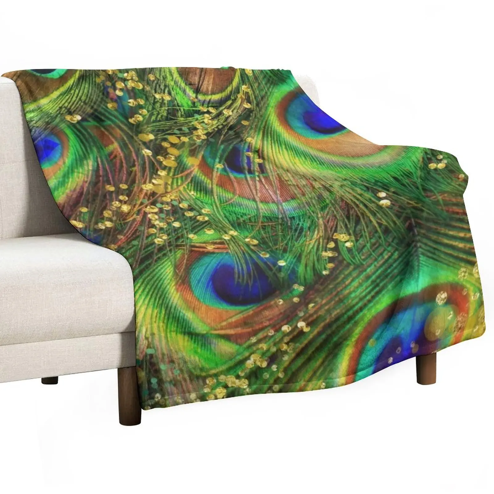 Fantasy Peacock Feathers laden with gold Throw Blanket decorative Flannels Blankets
Fantasy Peacock Feathers laden with gold Throw Blanket decorative Flannels Blankets