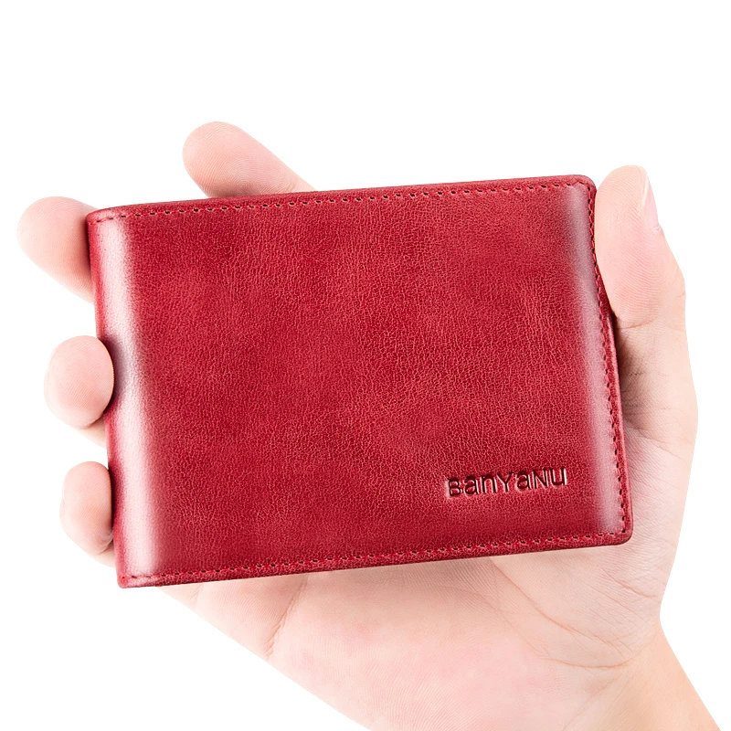 

Four-fold Fashion Genuine Leather Wallets for Women and Men Driver License Card Holder Wallet RFID Small Money Wallet Purse