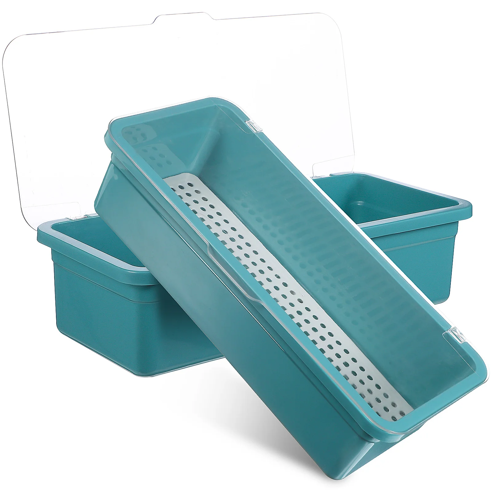 

2 Pcs Chopsticks Storage Box Kitchen Organize Silverware Organizer with Lid Dust-proof Cutlery Tray Utensil Organiser Plastic