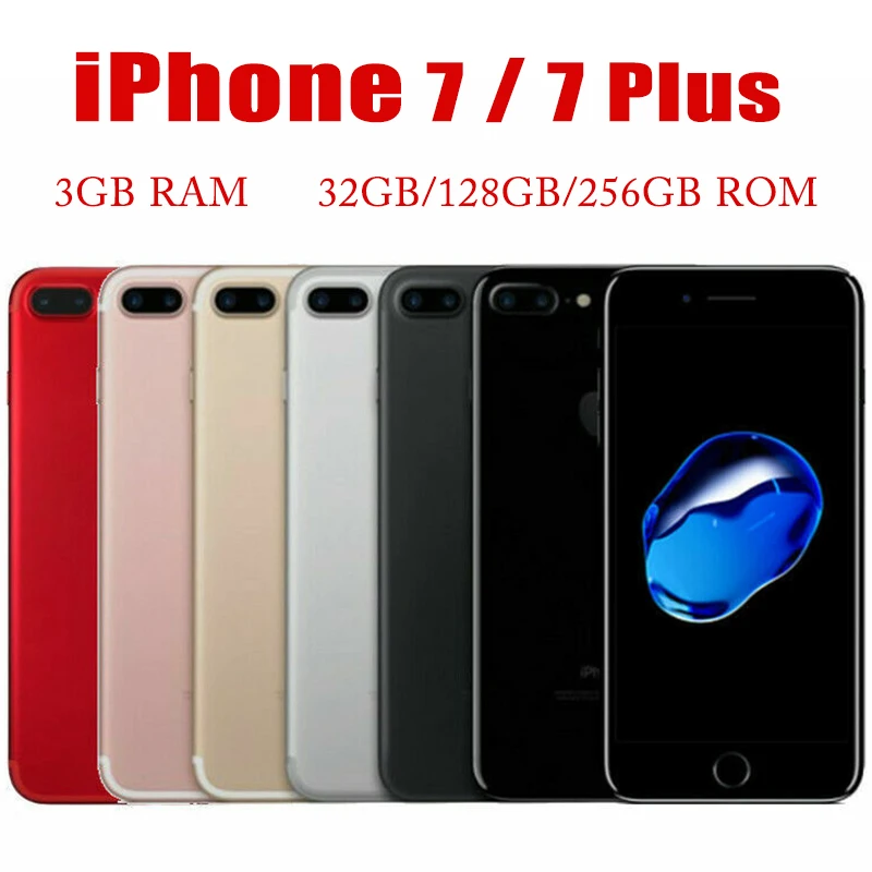 

Apple iPhone 7 / iPhone 7 Plus 4G Mobile Original Unlocked 32GB/128GB/256GB ROM Smartphone 4.7"/5.5" 12MP Fingerprint Cell Phone