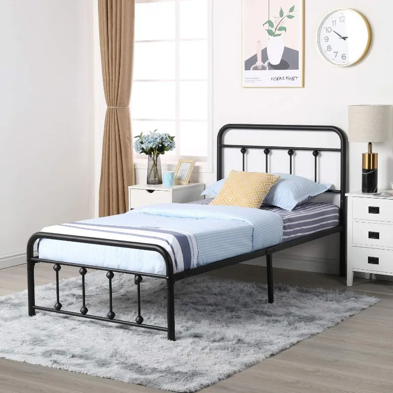Twin Size Metal Bed Frame/Mattress Foundation With Headboard & Footboard And Anti-Slip Support,13 Inch Premium Steel Slats
Twin Size Metal Bed Frame/Mattress Foundation With Headboard & Footboard And Anti-Slip Support,13 Inch Premium Steel Slats