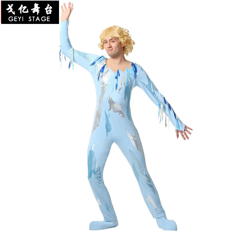 Cos Halloween sportswear men's figure skating clothing red and blue ice fire double sky one piece
Cos Halloween sportswear men's figure skating clothing red and blue ice fire double sky one piece