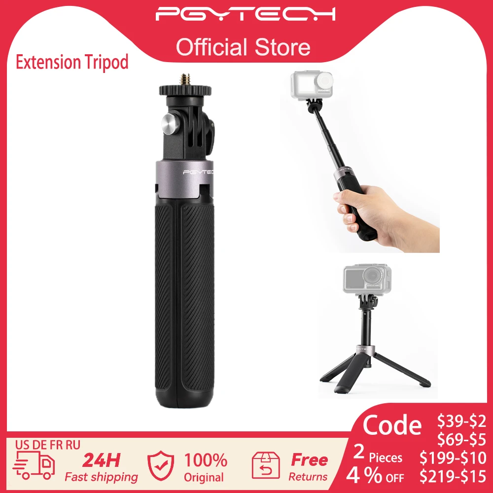 

PGYTECH Extension Pole Tripod Mini Selfie stick 40cm For GoPro Hero 11 10 9 8 7 Insta360 DJI POCKET 3 Action Camera Accessories