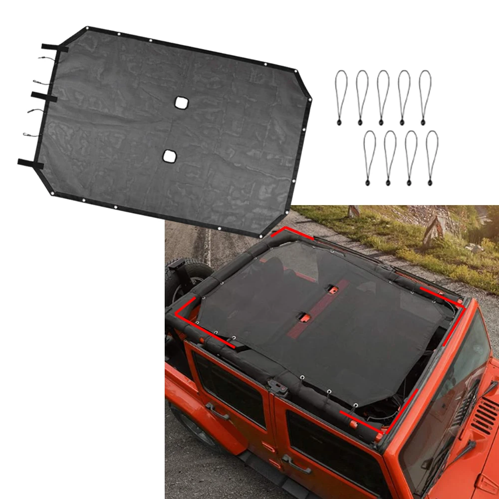 

1PC Black Mesh Fabric Car Heat Shield Sunshade Fit for Jeep Wrangler JK/JKU 4 Door Models 2007-2018