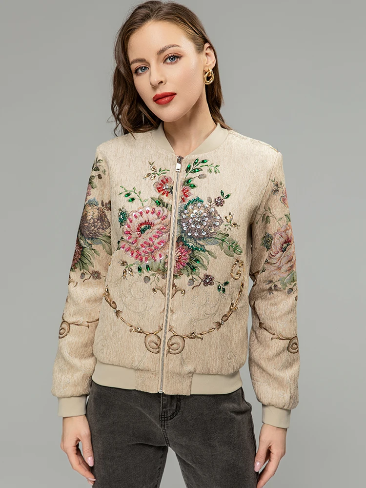 MoaaYina Spring Autumn Fashion Designer Vintage Floral Print Jacket Coat Women's Crystal Beading Lantern Sleeve Casual Coat
MoaaYina Spring Autumn Fashion Designer Vintage Floral Print Jacket Coat Women's Crystal Beading Lantern Sleeve Casual Coat