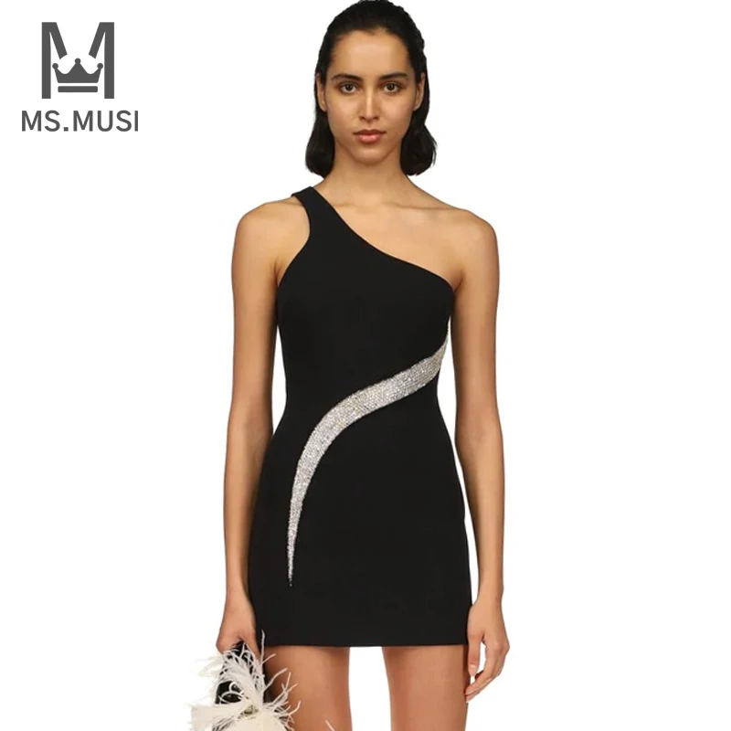 MSMUSI 2023 New Fashion Women Sexy One Shoulder Crystal Sleeveless Sequins Backless Bandage Party Club Bodycon Event Mini Dress
MSMUSI 2023 New Fashion Women Sexy One Shoulder Crystal Sleeveless Sequins Backless Bandage Party Club Bodycon Event Mini Dress
