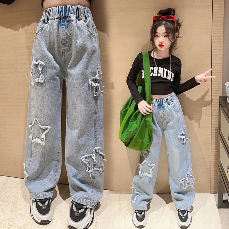 New Fashion Teenager Girls Denim Wide Leg Pants Children Trousers Spring Autumn Star Pattern Girls Jeans 5-14 Years Kids Clothes
New Fashion Teenager Girls Denim Wide Leg Pants Children Trousers Spring Autumn Star Pattern Girls Jeans 5-14 Years Kids Clothes
