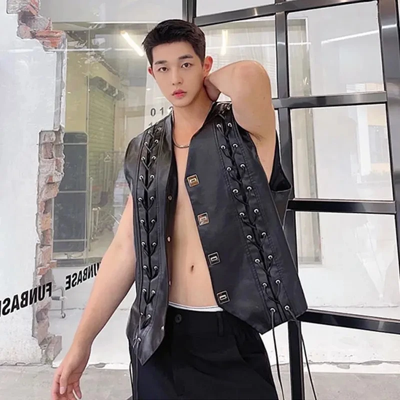Punk Rock Bondage Man Boy's Chic Vest Tank Leather Top Stage Show Live Dance Guitar Music Festival
Punk Rock Bondage Man Boy's Chic Vest Tank Leather Top Stage Show Live Dance Guitar Music Festival