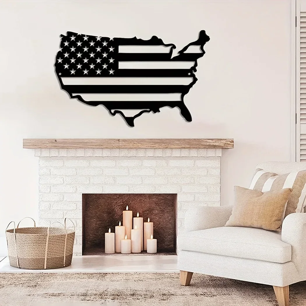 

Hello Young 1pc America Flag Metal Wall Hanging Art United States Map Metal Wall Decor Patriotic Wall Art America Map American F