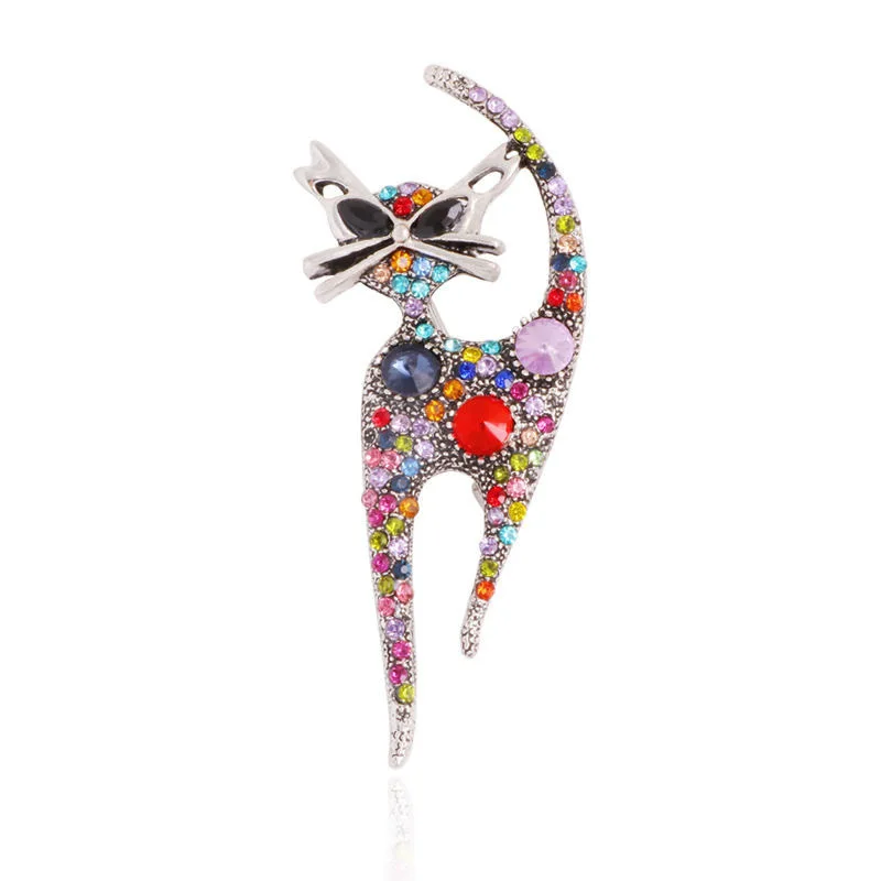 European American Retro Cute Kitten Water Diamond Brooch Exquisite Animal Inlaid Diamond Badge Men/Women's Clothing Accessories
European American Retro Cute Kitten Water Diamond Brooch Exquisite Animal Inlaid Diamond Badge Men/Women's Clothing Accessories
