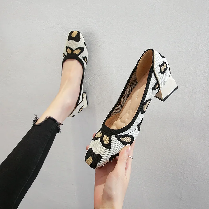 New Autumn Women High Heels Fashion Knitted Fabric Square Toe Thick Heel Shallow Mouth Shoes Breathable Anti-skid Ladies Pumps
New Autumn Women High Heels Fashion Knitted Fabric Square Toe Thick Heel Shallow Mouth Shoes Breathable Anti-skid Ladies Pumps