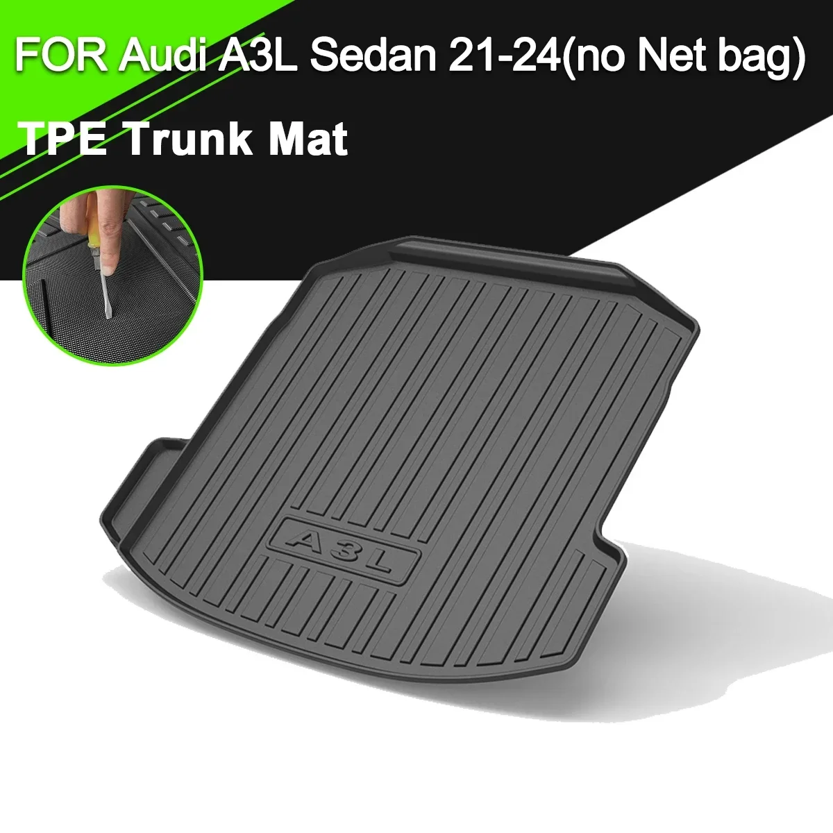 

Коврик для багажника из ТПЭ для Audi A3L Sedan 21-24 (без сетчатой сумки), автомобильная Водонепроницаемая нескользящая резиновая подкладка для груза, аксессуары