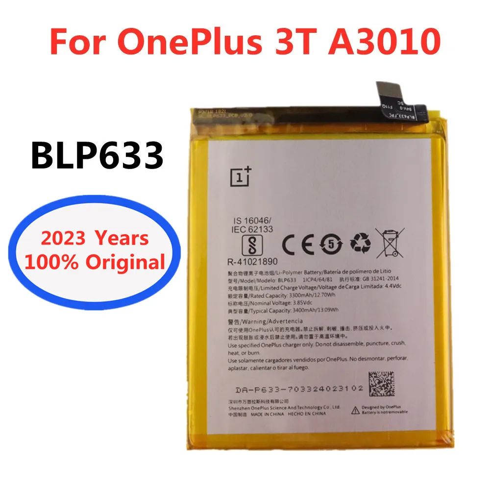 

2023 Years High Quality BLP633 Battery For Oneplus 3T+ A3010 One Plus 3T Phone Original 3400mAh Built-in Replacement Batteries