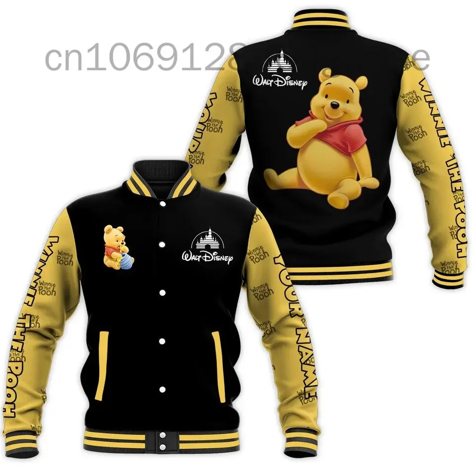 

Winnie the Pooh Baseball Jacket For Men Women Disney Eeyore Casual Sweatshirt Hip Hop Harajuku Bomber Jacket Loose Varsity Coat