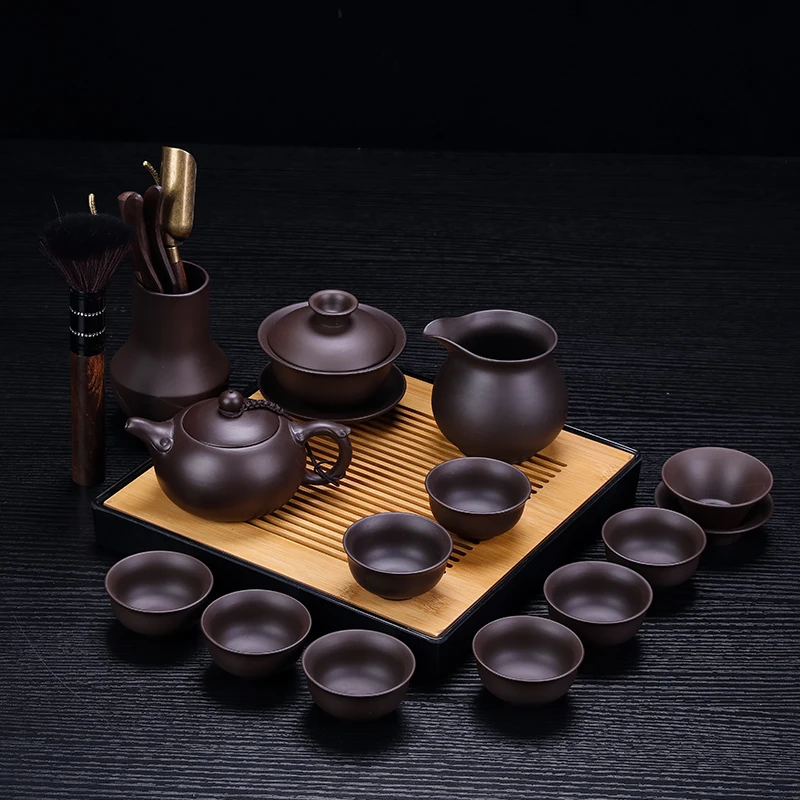 Purple Clay Tea Set Yixing Chinease Household Minimalist Kung Fu Tea Set with Tray Filter Cup Set Kitchen Supplies
Purple Clay Tea Set Yixing Chinease Household Minimalist Kung Fu Tea Set with Tray Filter Cup Set Kitchen Supplies