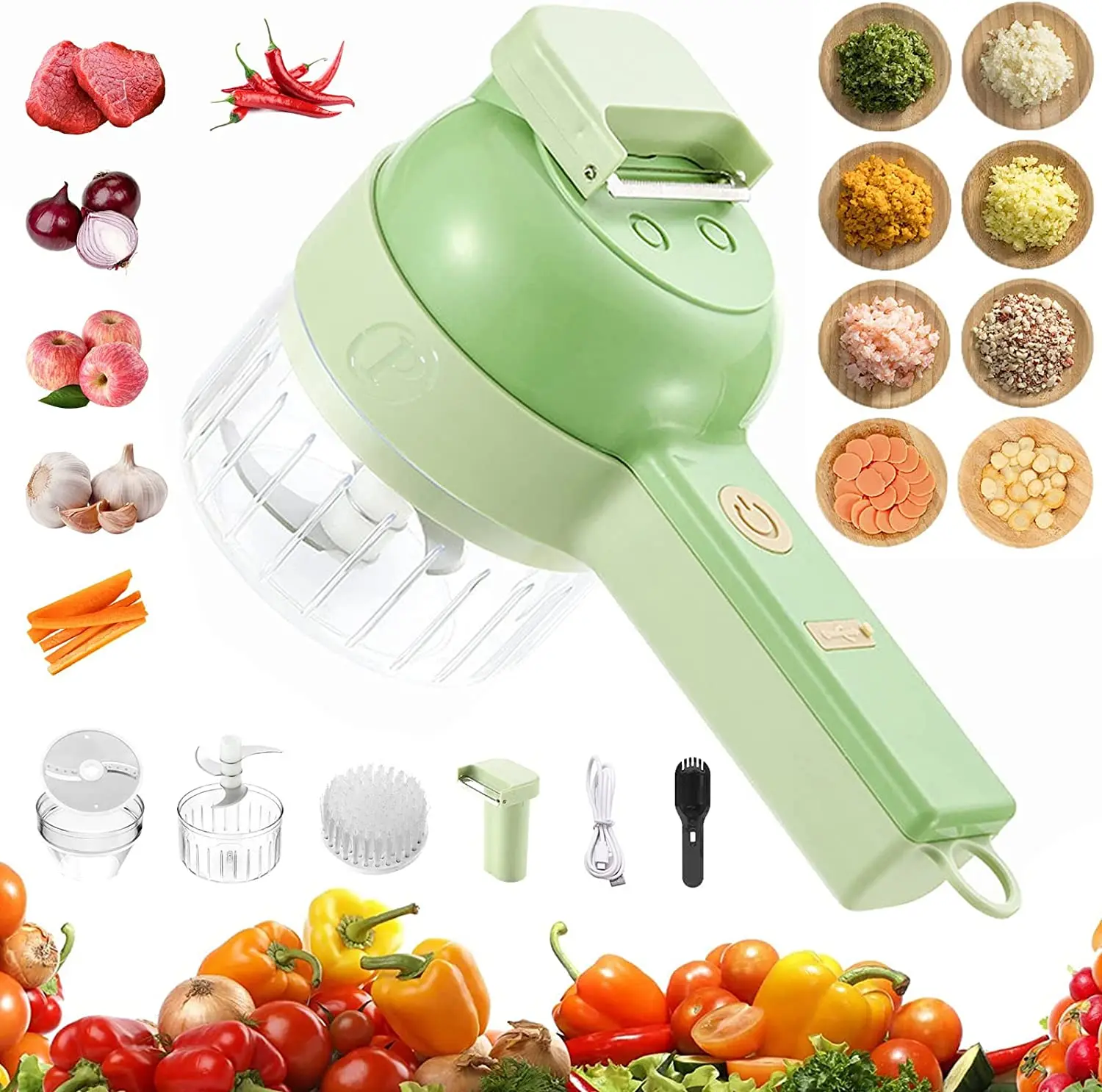 Multifunctional Electric Vegetable Cutter Slicer Set Garlic Masher Vegetable Crusher Chopper Food Slice Prssing Mixer USB
Multifunctional Electric Vegetable Cutter Slicer Set Garlic Masher Vegetable Crusher Chopper Food Slice Prssing Mixer USB