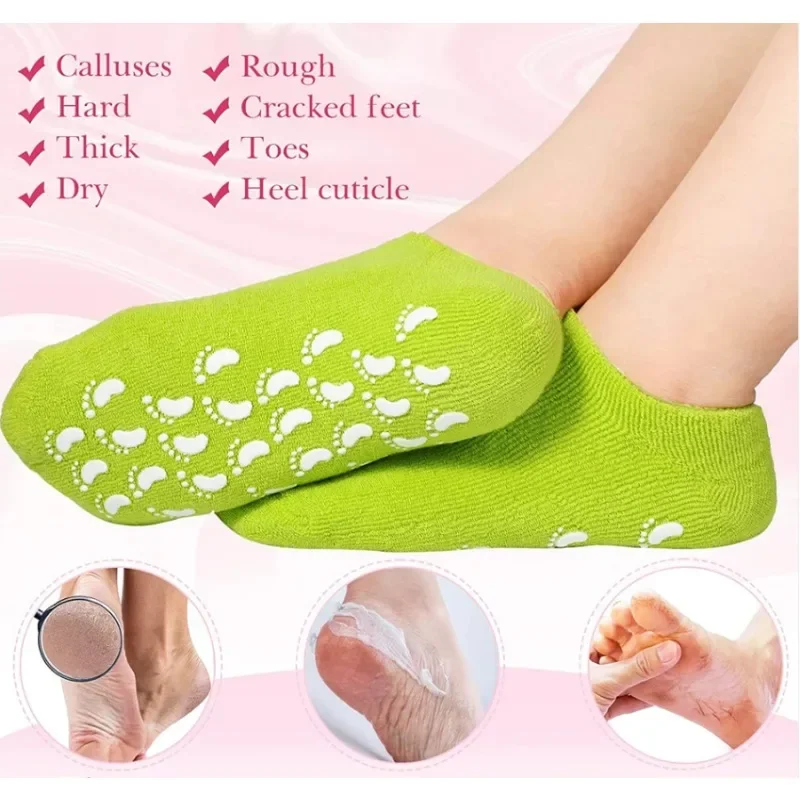 

2pcs Spa Moisturizing Gel Socks Soft Exfoliating Dry Cracked Skin Sock Pedicure Heel skin Protector Repairing Foot Care Tool