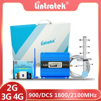 Lintratek-4G 1800 신호 리피터 GSM 2G 900 모바일 셀룰러 증폭기, 3G 2100 밴드 3 밴드 1 휴대폰 신호 부스터 키트 상품 이미지