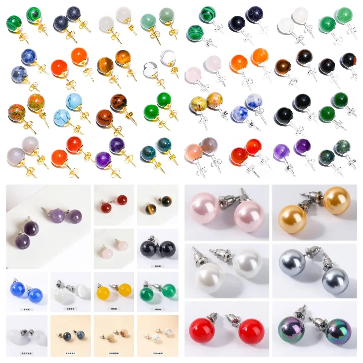 10 pairs Natural Stone Earrings Healing Crystal Quartzs Round Ball Beads Steel Stud Fashion Ear Jewelry for Women Girl Wholesale
10 pairs Natural Stone Earrings Healing Crystal Quartzs Round Ball Beads Steel Stud Fashion Ear Jewelry for Women Girl Wholesale