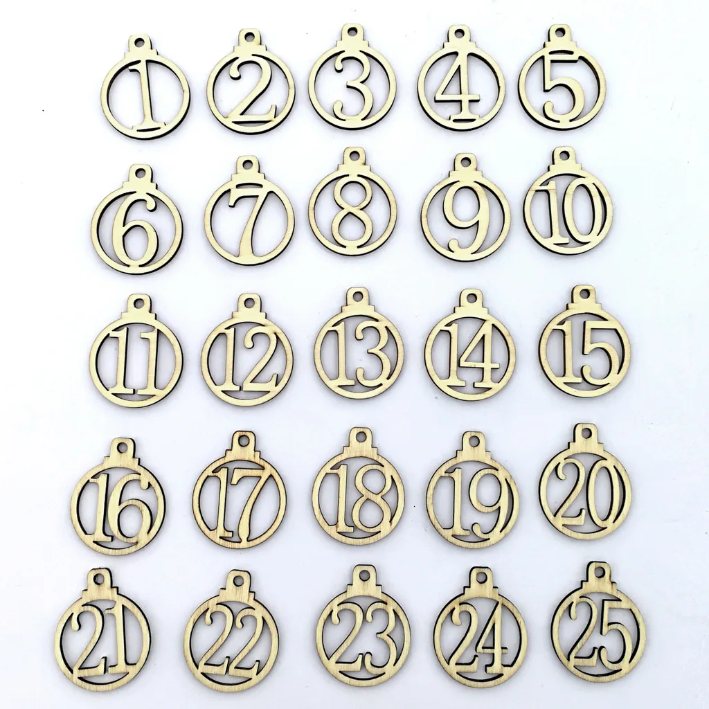 

25/26pcs Christmas Countdown Advent Calendar Number Alphabet Pendant Christmas Decoration Diy Craft Wooden Hanging Ornament