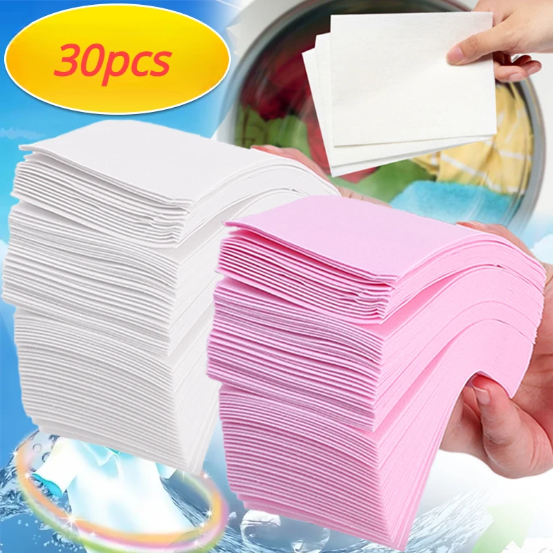 

30pcs Soluble Laundry Tablets Strong Decontamination Laundry Soap Powder Clothing Sheets Cleaning Washing Machines Detergent