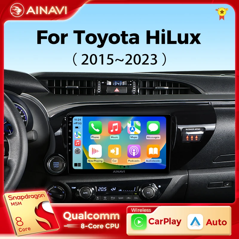 Ainavi Android стерео для Toyota Hilux Pick Up AN120 2015-2023 автомобильное радио сенсорный экран мультимедийный плеер навигация GPS головное устройство
Ainavi Android стерео для Toyota Hilux Pick Up AN120 2015-2023 автомобильное радио сенсорный экран мультимедийный плеер навигация GPS головное устройство