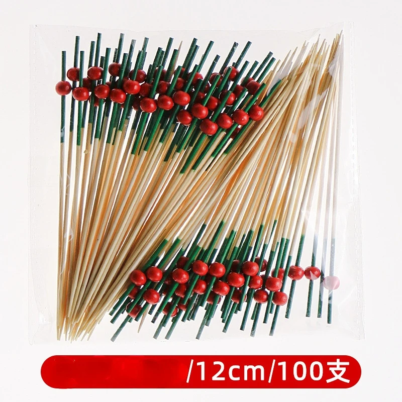 

100pcs 12cm Bamboo Toothpicks Pick Buffet Cupcake Fruit Fork Party Dessert Salad Stick Cocktail Skewer For Wedding Decor