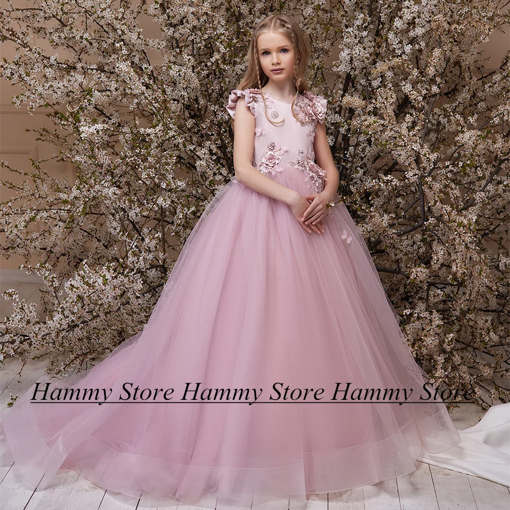 Pink Princess Flower Girl Dress Cap Sleeve Round Neck 3D Flowers Birthday Party Dresses Big Bow Satin Tulle Kids Pageant Gown
Pink Princess Flower Girl Dress Cap Sleeve Round Neck 3D Flowers Birthday Party Dresses Big Bow Satin Tulle Kids Pageant Gown
