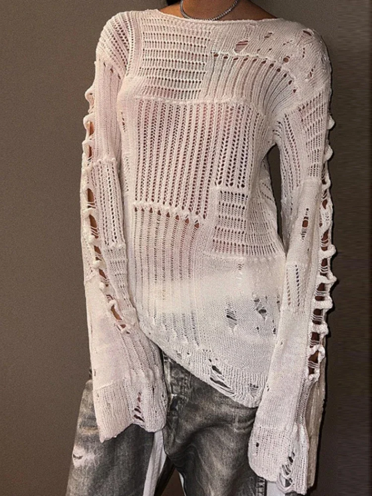 Autumn Trendy Solid Hollow Out Design Pullovers Long Sleeve Loose Grunge See Through Jumpers Y2k Aesthetic Casual Sweaters Women
Autumn Trendy Solid Hollow Out Design Pullovers Long Sleeve Loose Grunge See Through Jumpers Y2k Aesthetic Casual Sweaters Women