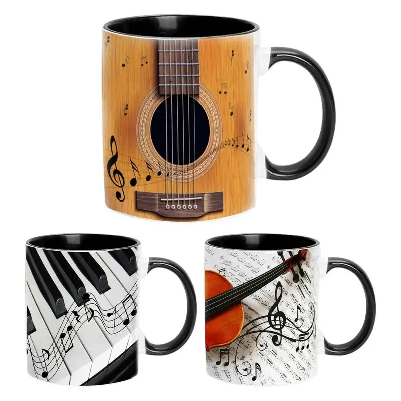 

Музыкальный тематический кофейные кружки, кружка для кофе, кружка для гитары, гитары, пианино, скрипка, 350 мл, керамическая кружка, кофейные чашки, украшение для стола, Забавный чай