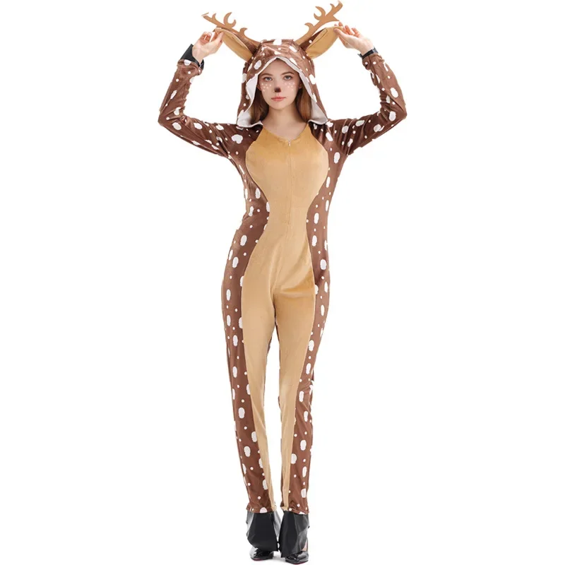 

Christmas Sika Deer Cosplay Costumes Christmas Spotted Deer Moose Onesie Kids Animal Elk Ball Party Fancy Dress