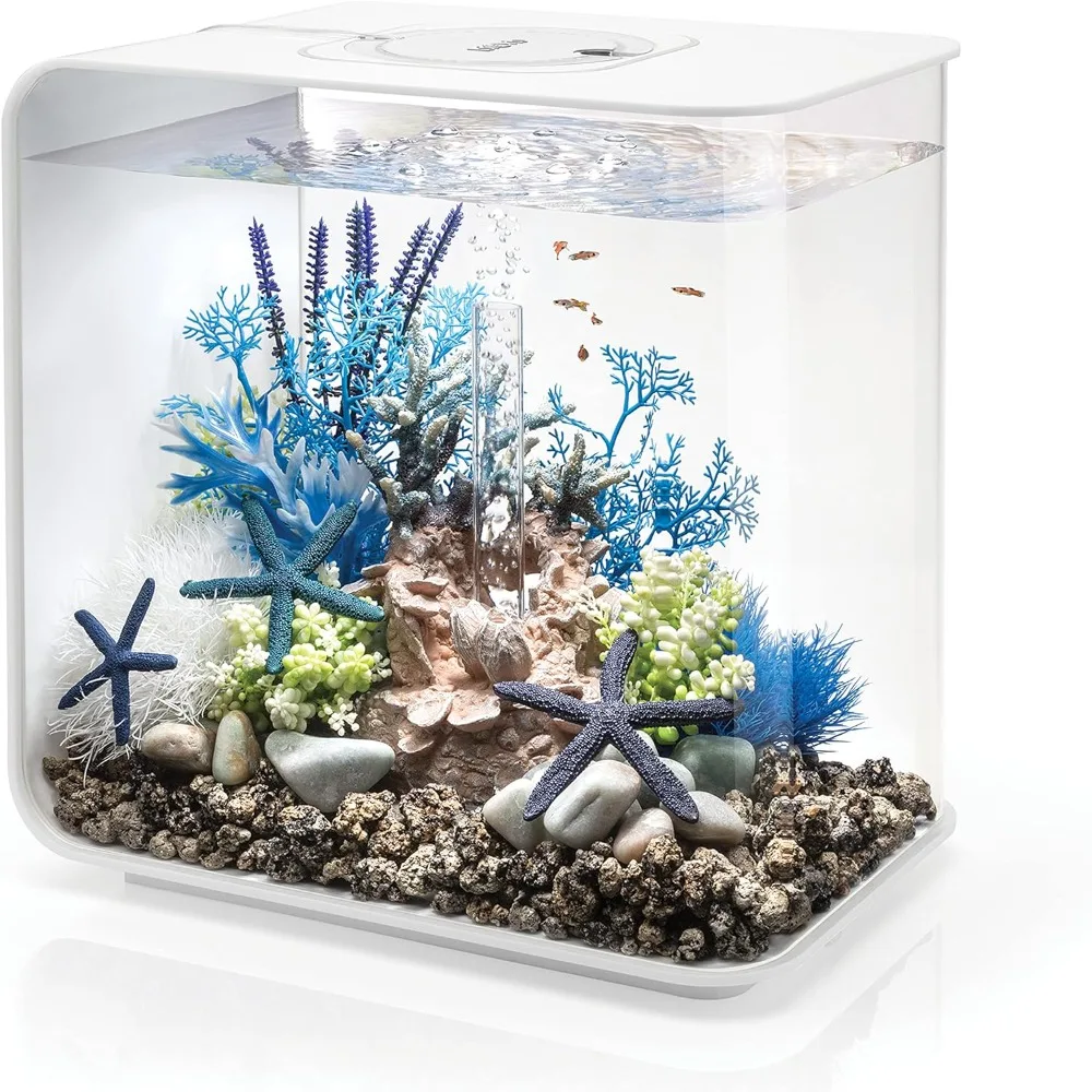 

Modern Tabletop Display Aquarium with White LED Lights, Fish Tanks, Fishbowl Pet, 8 Gallon, Free Shipping