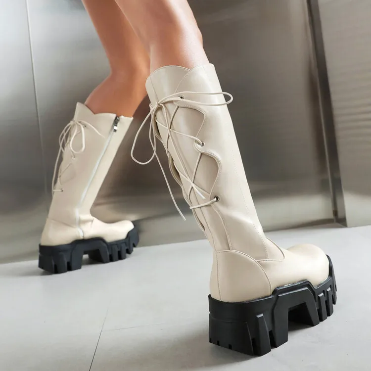 Thick Bottom Platform Boots 2024 New Winter Lace Up Women Knee Boots With Side Zip Fashion Punk Boots Girl Shoes
Thick Bottom Platform Boots 2024 New Winter Lace Up Women Knee Boots With Side Zip Fashion Punk Boots Girl Shoes