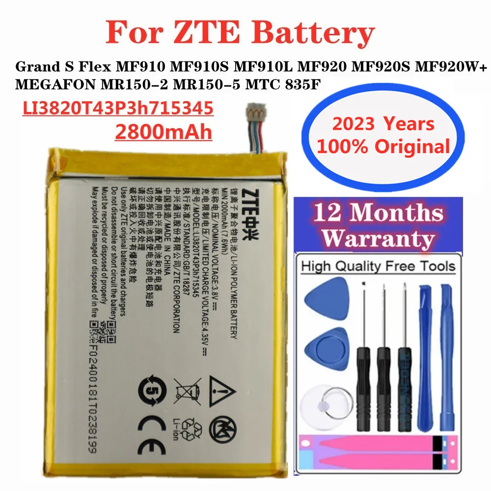 

2800mAh LI3820T43P3h715345 Original Battery For ZTE Grand S Flex MF910 S MF910L MF920 S MF920W+ MEGAFON MR150-2 MR150-5 MTC 835F