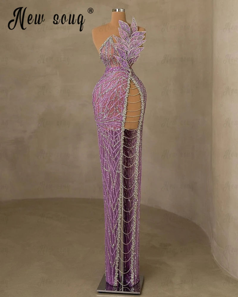 Elegant Lavender See Through High Side Slit Evening Dress Leaf Design Women Formal Party Gowns Dubai Special Occasion Dresses
Elegant Lavender See Through High Side Slit Evening Dress Leaf Design Women Formal Party Gowns Dubai Special Occasion Dresses
