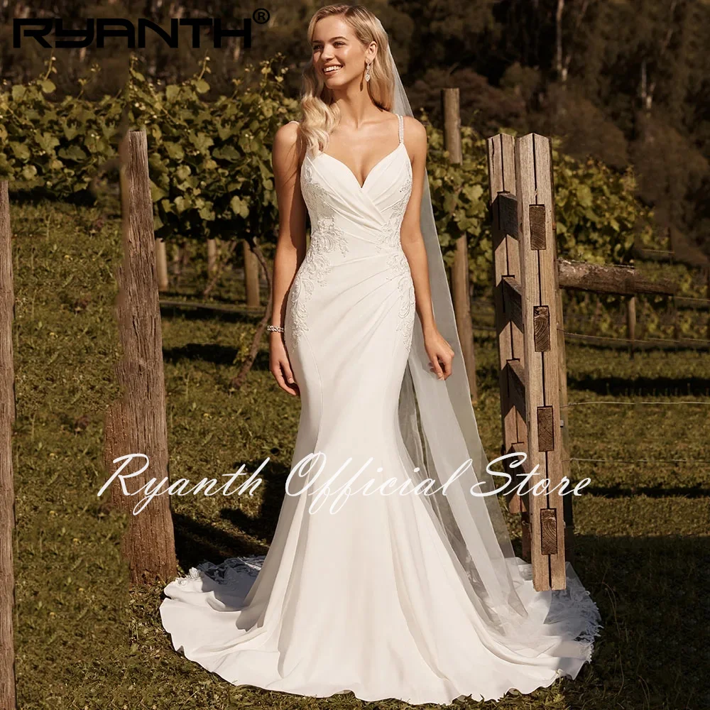 Ryanth Sexy V-Neck Wedding Dresses Beading Spaghetti Straps Pleat Beach Mermaid Bridal Dresses Backless Train Vestidos De Novia
Ryanth Sexy V-Neck Wedding Dresses Beading Spaghetti Straps Pleat Beach Mermaid Bridal Dresses Backless Train Vestidos De Novia