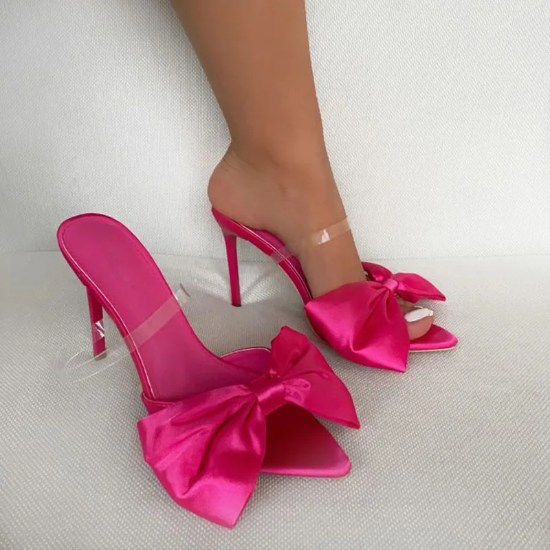 Ladies' New Bow Satin High Heels Pointed Toe Stiletto Size Transparent Belt Half Drag French Sexy Sandals Women's Summer
Ladies' New Bow Satin High Heels Pointed Toe Stiletto Size Transparent Belt Half Drag French Sexy Sandals Women's Summer