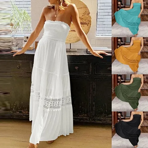 2024 Womens Long Dress Strapless skirt Lace Holiday Summer Dresses Sexy Ladies Skirt Beach Style
2024 Womens Long Dress Strapless skirt Lace Holiday Summer Dresses Sexy Ladies Skirt Beach Style