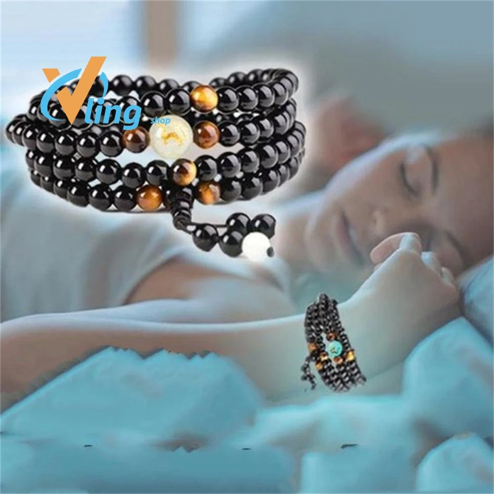 

6/8mm Luminous Obsidian Bracelet Yoga Black Onyx Men Women 108 Buddha Beads Men Women Charm Tiger's Eye Bracelet Jewelry