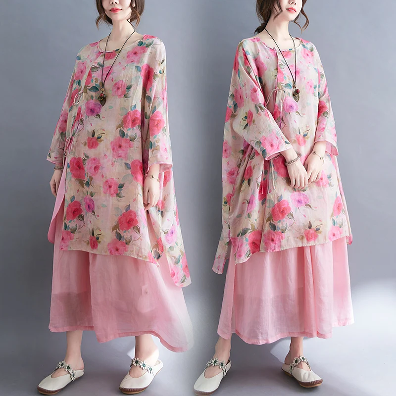 2023 Retro Summer Dress Womens Clothing Spring Fall Vacation travel Printed Robe Loose Chinese Style Improved Clothes tops D1871
2023 Retro Summer Dress Womens Clothing Spring Fall Vacation travel Printed Robe Loose Chinese Style Improved Clothes tops D1871