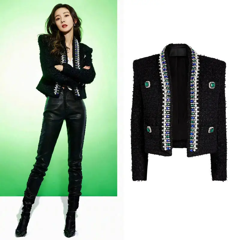Autumn And Winter 2022 New Fashion Temperament Commuter Black Senior Heavy Industry Beaded Top Woolen Women's Cardigan Coat 
Autumn And Winter 2022 New Fashion Temperament Commuter Black Senior Heavy Industry Beaded Top Woolen Women's Cardigan Coat
