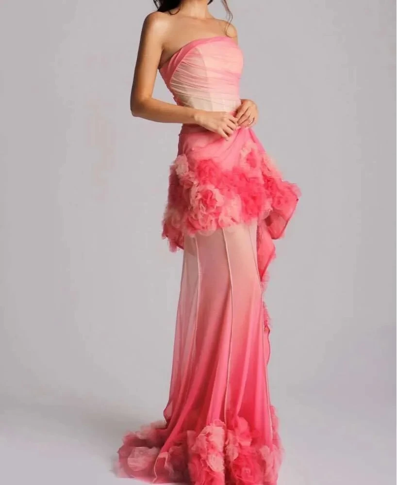 Fairytale Elegant Tiered Tulle Long Mermaid Prom Dresses 2023 3D Flowers Strapless Evening Gowns Occasion Dress Women
Fairytale Elegant Tiered Tulle Long Mermaid Prom Dresses 2023 3D Flowers Strapless Evening Gowns Occasion Dress Women