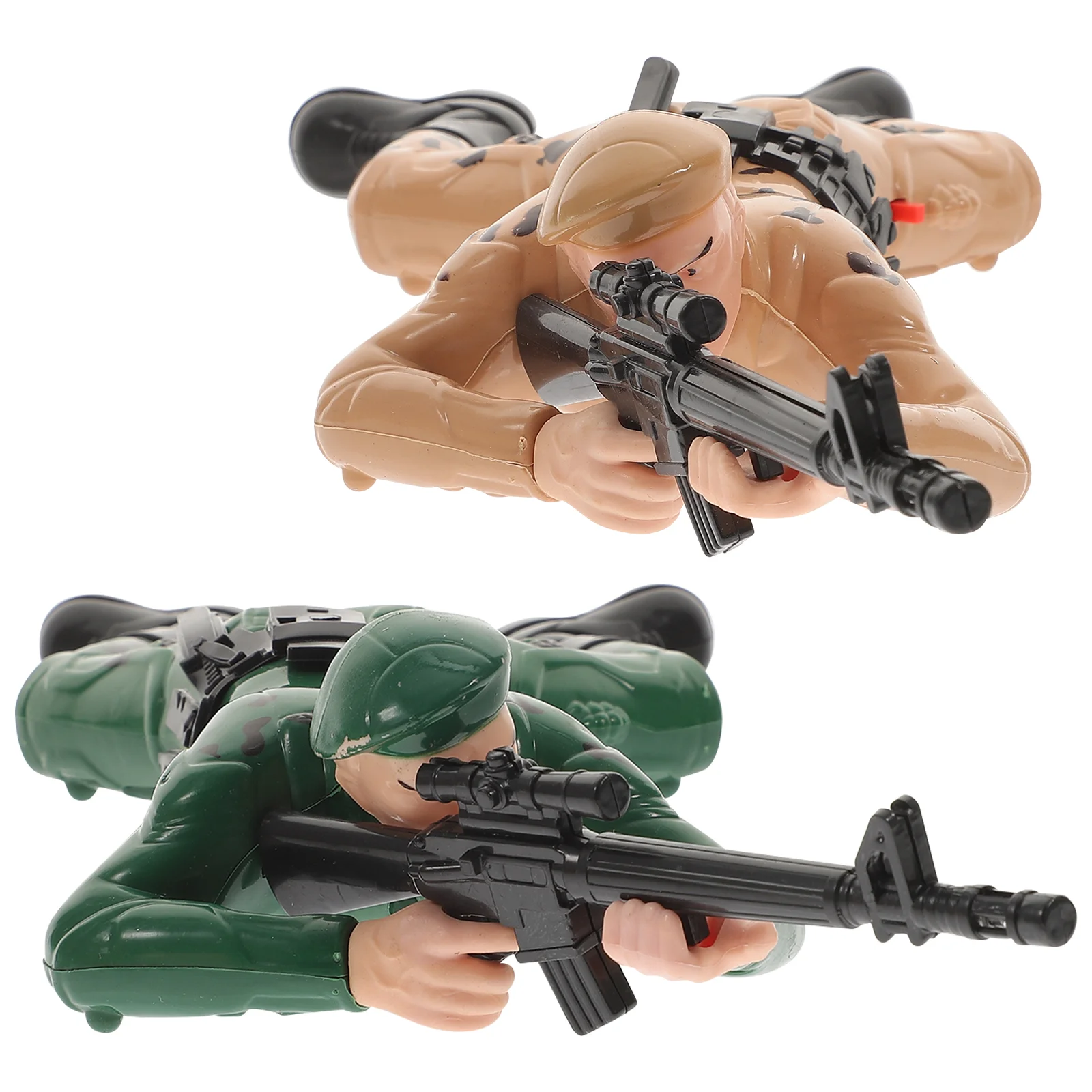 

2 Pcs Soldier Toy Figurine Playset Childrens Toys Electric Crawling Soldiers Statue