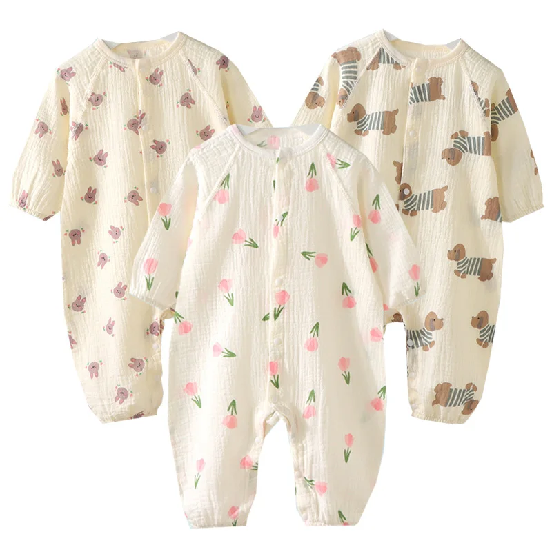 

Muslin Baby Jumpsuits Cartoon Spring Summer Baby Girl Boy Clothes Soft Cotton Infant Romper Toddler Outfit Kids Loungewear