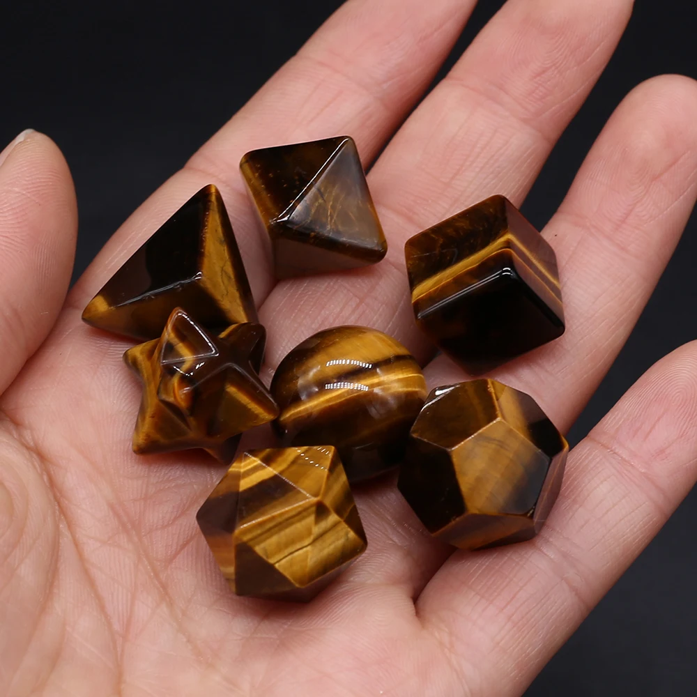 Trendy Natural Stone Tiger Eye Platonic Solids Icosahedron Hexahedron Merkaba for Home & Desk Decoration Gifts
Trendy Natural Stone Tiger Eye Platonic Solids Icosahedron Hexahedron Merkaba for Home & Desk Decoration Gifts