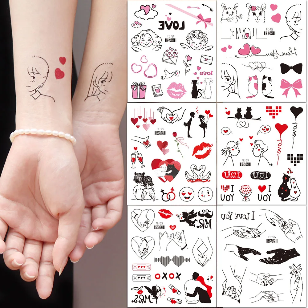 1Pcs Valentine's Day Temporary Couple Tattoo Stickers, Holding Hands LOVE Red Lips Heart Pattern Waterproof Fake Tattoos
1Pcs Valentine's Day Temporary Couple Tattoo Stickers, Holding Hands LOVE Red Lips Heart Pattern Waterproof Fake Tattoos