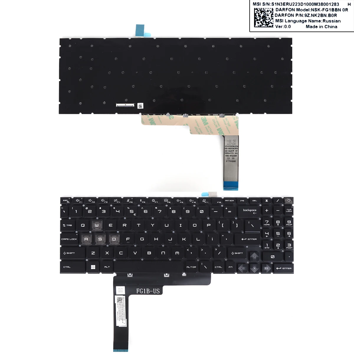US Laptop Keyboard for MSI Sword 15 MS-1584 MS-17L1 MS-17L2 MS-17L4 MS-17L3 MS-158K GL66 Black with RGB Backlit
US Laptop Keyboard for MSI Sword 15 MS-1584 MS-17L1 MS-17L2 MS-17L4 MS-17L3 MS-158K GL66 Black with RGB Backlit
